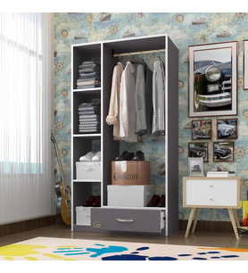 Kenzlife giysi dolabı mengühan 175*90*40 gri gardırop 1 çekmeceli