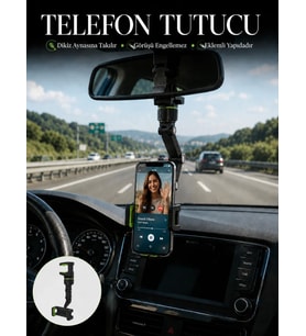 Araç İçi Telefon Standı Dikiz Aynasına Takılan Ayarlanabilir Telefon Tutucu