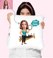Sporcu Pilates Fitness Karikatürlü Kişiye Özel Yastık