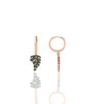 Gümüş rose yeşil taşlı yaprak küpe SGTL12389ROSE