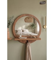 Antik Ahşap Dekoratif Ayna Raflı Askılıklı Banyo Oda Lavabo Wc Dresuar Koridor Konsol Mutfak Makyaj Aynası Yn-103