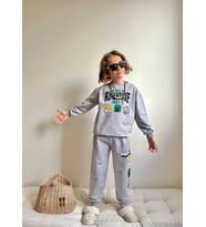 Cg Kids Minecraft Gri Erkek Çocuk 2 Iplik Alt Üst Takım Süper Kalite Kumaş
