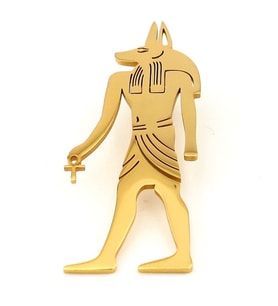 Anubis Mısır Koruyucu Sonsuz Yaşam Mitolojik Sarı Paslanmaz Çelik Broş Rozet RZ335
