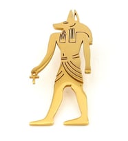 Anubis Mısır Koruyucu Sonsuz Yaşam Mitolojik Sarı Paslanmaz Çelik Broş Rozet RZ335