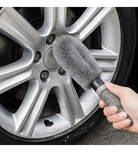 Gri Oto Jant Temizleme Fırçası - Ergonomik Saplı, Lastik ve Jant Detay Temizliği İçin Güçlü Kıllı Fırça