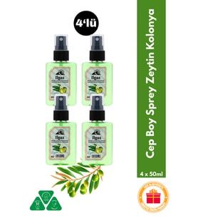 Zeytin Çiçeği Sprey Kolonya Cep Boy Elegance Series 4'lü Eko Paket - 4x50 ml