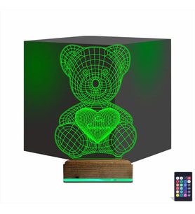 Luvivia Ayıcık Kalp Seni Seviyorum 3D Lamba - Masa Gece Lambası