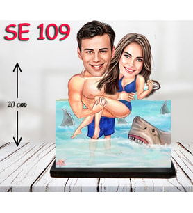 Kişiye Özel Ahşap Biblo - Köpek Balığı Temalı Biblo ( 3D Biblo )