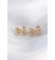 Pirinç Gold Renk Fiyonk Küpe - TJ-BKP8930