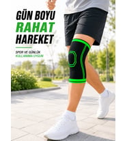 Örme Dizlik Nefes Alabilen Esnek Diz Destekleyici Spor ve Günlük Kullanım Siyah Yeşil