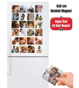 Kişiye Özel 24 Fotoğraflı Anı Galerisi Buzdolabı Magnet Seti