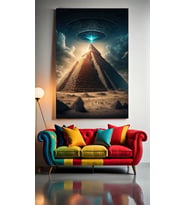 UFO VE PİRAMİTLER Ev Duvar Salon Güzellik Salonu Ofis Dükkan Dekarasyon Kanvas Tablo (Çok Renkli)