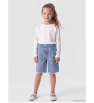 LCW Kids İndigo Bermuda Fit Taşlı Kız Çocuk Jean Şort