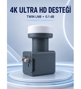 Uydu Anten LNB Twin Çıkışlı 0.1 dB Ku Band 4K Ultra HD Uyumlu