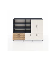 Hyperion Dolap 11 Raflı 3 Çekmeceli 5 Kapaklı 220x44x163 Antrasit-Aytaşı/Çam
