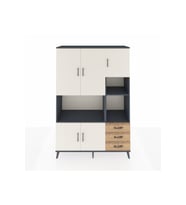 Hyperion Dolap 9 Raflı 3 Çekmeceli 5 Kapaklı 132x44x195 Antrasit-Aytaşı/Çam