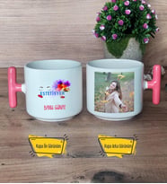 Estetisyen Kupa Bardak Fotoğraflı T Pembe Kulplu Tıp Bayramı Estetisyenler Günü Hediyesi