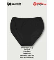 Gd Goldoremi Premium Kadın İpeksi Dokunuş Dikişsiz Seamless İz Yapmaz Rahat Yüksek Bel Bato Slip Külot (Siyah)
