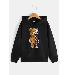 Çocuk Robobear Baskılı Sweatshirt (Siyah)