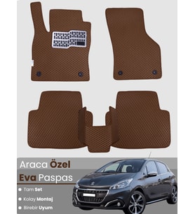PEUGEOT 208 (2012-2019) Uyumlu EVA Paspas Tam Set–Araca Özel,Oto Paspas,Kolay Montaj