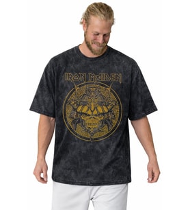 Iron Maiden Rock Metal Müzik Grubu Baskılı Unisex Oversize Vintage Yıkamalı Tişört