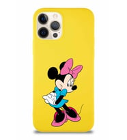 Apple iPhone 12 Pro Soft Premier Kapak Minnie Mouse-F Tasarımlı Silikon Kılıf - Sarı (Şeffaf)