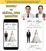 100 Adet Baskılı Davetiye+İnteraktif Dijital PDF Davetiyeniz Hediye