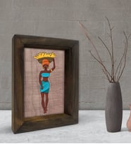 BK Gift African Woman Dekoratif Doğal Masif Ahşap Çerçeve 15x20cm-3 (Beyaz)