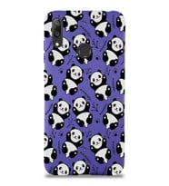 Huawei Y7 2019 Uyumlu Lansman Kılıf Panda Tasarımlı İçi Kadife Kapak-Mor (Şeffaf)