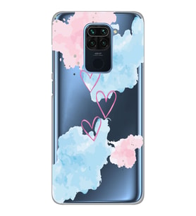 Xiaomi Redmi Note 9 Uyumlu Kalp Desenli Şeffaf Telefon Kılıfı