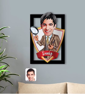 BK Gift Kişiye Özel İsimli Müfettiş Çocuk Karikatürlü 3D Ahşap Tablo-1