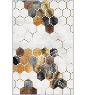 Eliana Home Baskılı, Yıkanabilir Kaymaz Taban Salon Halısı LNA1659 100x150 cm (Beyaz)