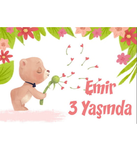 Sevimli Ayıcık Temalı Doğum Günü Afişi 35X50 cm