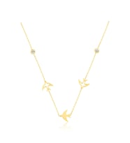 Orjinal 14 Ayar Altın Papatya Silver Taşlı Kırlangıç Dansı Altın Kolye.rose.gold.rodaj Renk Seçeneği