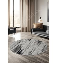 Dijidekor Halı Siyah Cool Karo Yıkanabilir Yuvarlak Kesme İnce Yolluk Kilim Salon Halısı Modelleri