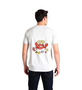 Deniz Hayatı Retro Karikatürü Baskılı Erkek Tişört