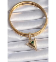 Pirinç Gold Renk Zirkon Taşlı 3D Üçgen Model Ajda Charm 5886 - ETC2249-9697