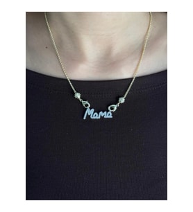 Gold Mama Yazılı Kolye Çelik Kadın  Minimal Harf Kolye (Altın)