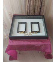 40x50 Cm Siyah Çift Fotoğraf Bölümlü Çerçeve! İsimli+Ledsiz! Gül Anı Çerçevesi
