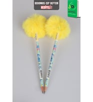 x Dekomus Lisanslı Stitch Özel Seri 2 Adet Fluffy Pop Collection Ponponlu Kurşun Kalem "Dekomus Cep Defteri Hediyeli"