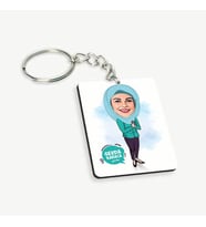 Kişiye Özel Başörtülü Eşe Hediye Karikatürlü Anahtarlık