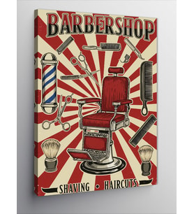 Kanvas Tablo Barber Shop Reklam Afişi