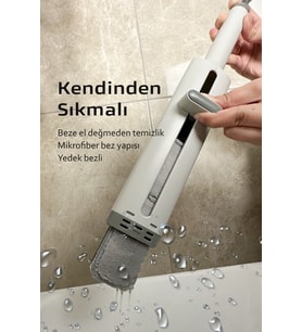 Mikrofiber Bezli Çekçekli El Mopu ile Temizlik Kolaylığı