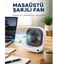 Taşınabilir Masaüstü Fan Ayarlanabilir Açılı Şarjlı Tasarım