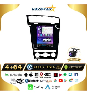 Volkswagen Golf 7 Tesla 4GB + 64GB 2014-2018 Model Kablosuz Carplay Navigasyon Qled Multimedya Sistemi