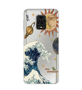 Redmi Note 9 Pro/Note 9S Uyumlu Güneş ve Dalga Desenli Şeffaf Telefon Kılıfı