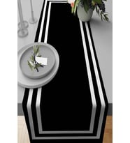 Siyah Çerçeveli Desen Premium Masa Örtüsü Runner RNR322