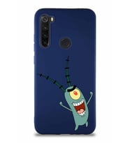 Xiaomi Redmi Note 8 Soft Premier Kapak Plankton Tasarımlı Silikon Kılıf - Lacivert (Şeffaf)