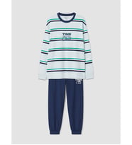 LCW Kids Mavi Bisiklet Yaka Erkek Çocuk Pijama Takım