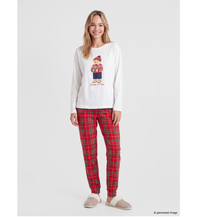LCW DREAM Kırmızı Bisiklet Yaka Kadın Pijama Takımı